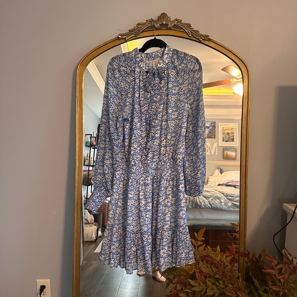 XXL Lilly Pulitzer Ellielynn Long Sleeve Dress Lunar Blue Palm Beach Petals - Picture 1 of 3
